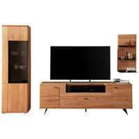 WOHNWAND 3-teilig  in Wildeiche 305/209/50 cm  - Wildeiche/Anthrazit, Natur, Glas/Holz (305/209/50cm) - Linea Natura