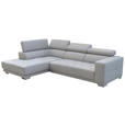 ECKSOFA in Chenille Hellgrau  - Chromfarben/Hellgrau, Design, Textil (207/301cm) - Xora