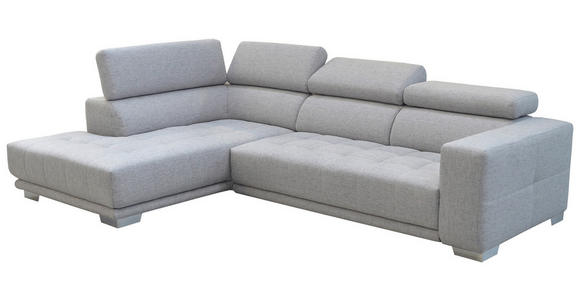 ECKSOFA in Chenille Hellgrau  - Chromfarben/Hellgrau, Design, Textil (207/301cm) - Xora