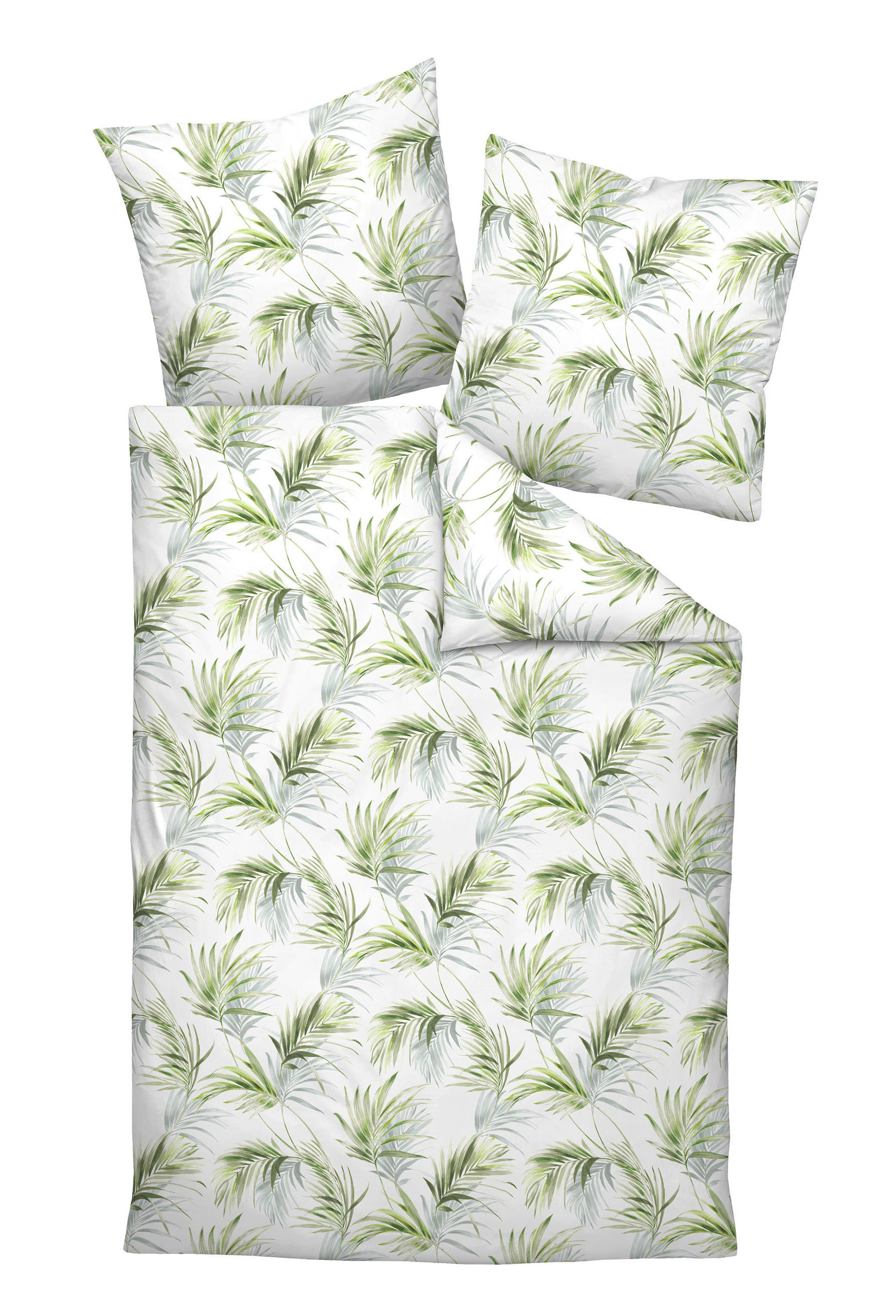 POSTELJNINA MILANO 135/200 cm mako saten zelena, bela  - zelena/bela, Konvencionalno, tekstil (135/200cm) - Janine