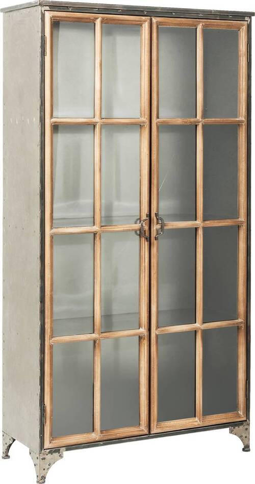 VITRINE in massiv Pappel Grau, Naturfarben, Hellbraun  - Hellbraun/Naturfarben, Design, Glas/Holz (97/187/39cm) - Kare-Design