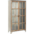 VITRINE  in massiv Pappel Grau, Naturfarben, Hellbraun - Hellbraun/Naturfarben, Design, Glas/Holz (97/187/39cm) - Ambia Home