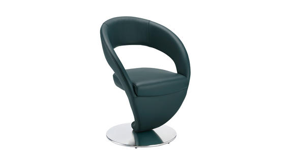 STUHL in Echtleder pigmentiert Leder - Türkis/Edelstahlfarben, Design, Leder/Metall (62/86/61cm) - Moderano