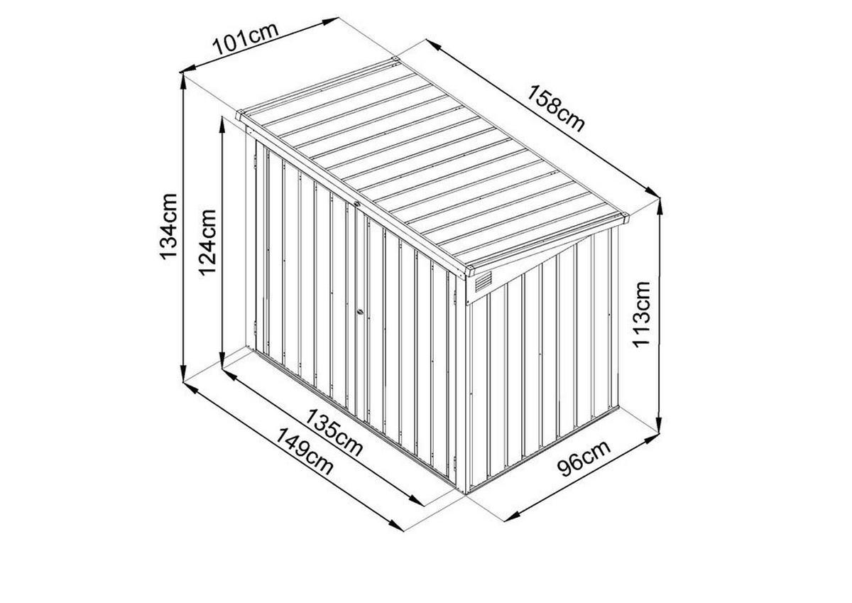 MÜLLTONNENBOX - Anthrazit, Basics, Metall (158/134/101cm)