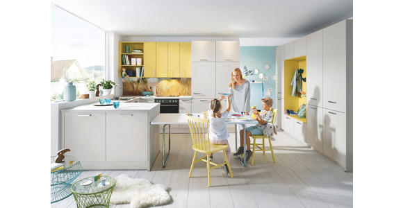 EINBAUKÜCHE   - Gelb/Grau, Design, Holzwerkstoff - Novel