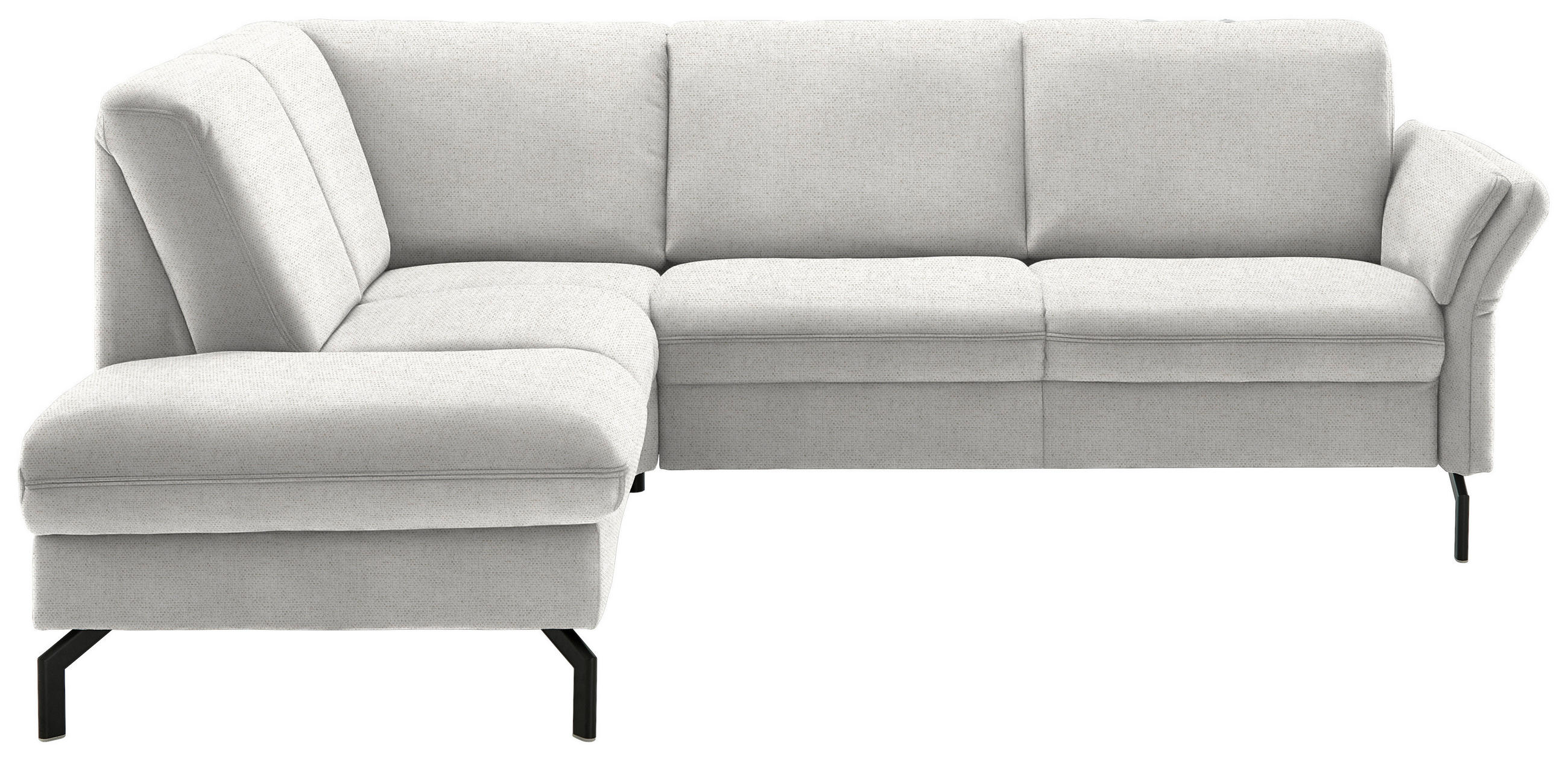 ECKSOFA Flachgewebe Alabasterfarben  - Alabasterfarben/Schwarz, Konventionell, Textil/Metall (190/241cm) - Beldomo Comfort