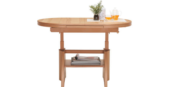 COUCHTISCH Wildeiche furniert 125-165,5/71/56-75 cm oval Wildeiche  - Wildeiche, KONVENTIONELL, Holzwerkstoff/Metall (125-165,5/71/56-75cm) - Venda