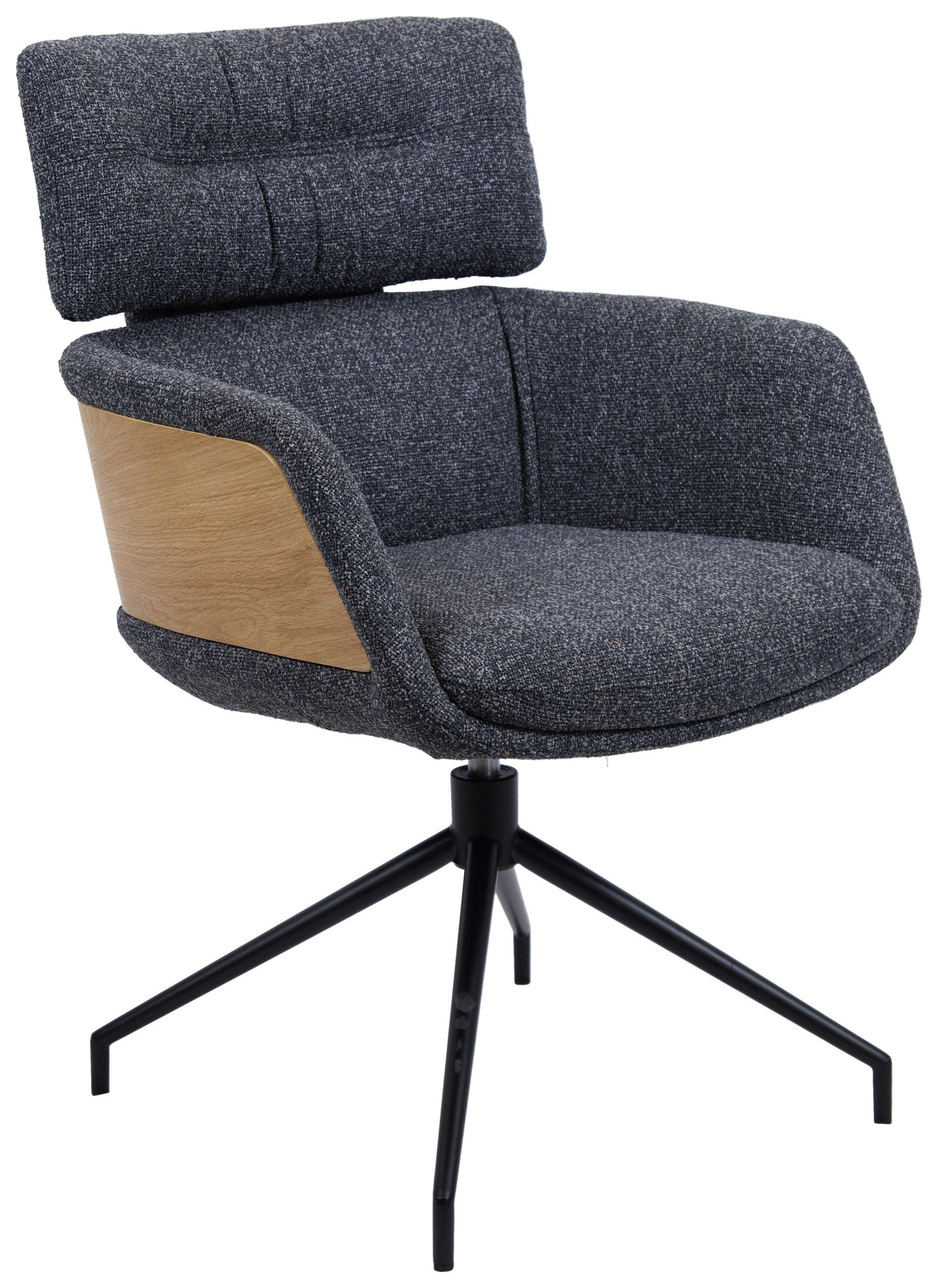 ARMLEHNSTUHL  in Eisen Webstoff  - Eichefarben/Dunkelgrau, Design, Holz/Textil (62/92/66cm) - Dieter Knoll