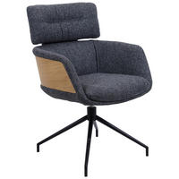 ARMLEHNSTUHL  in Eisen Webstoff  - Eichefarben/Dunkelgrau, Design, Holz/Textil (62/92/66cm) - Dieter Knoll