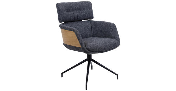 ARMLEHNSTUHL  in Eisen Webstoff  - Eichefarben/Dunkelgrau, Design, Holz/Textil (62/92/66cm) - Dieter Knoll