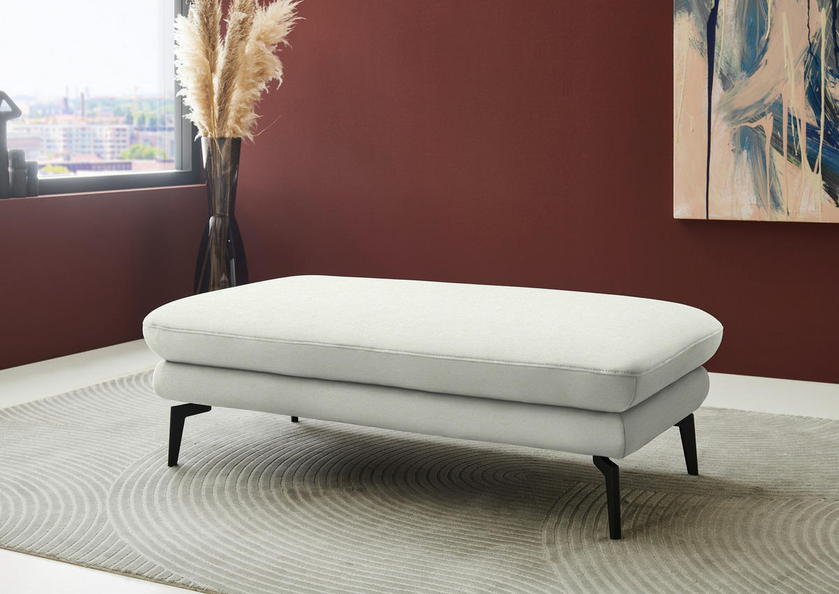 ECKSOFA Chenille, Flachgewebe Weiss  - Weiss/Schwarz, Design, Textil/Metall (180/284cm) - Dieter Knoll