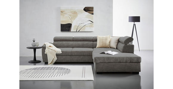 ECKSOFA in Lederlook Grau  - Schwarz/Grau, Design, Kunststoff/Textil (263/230cm) - Hom`in