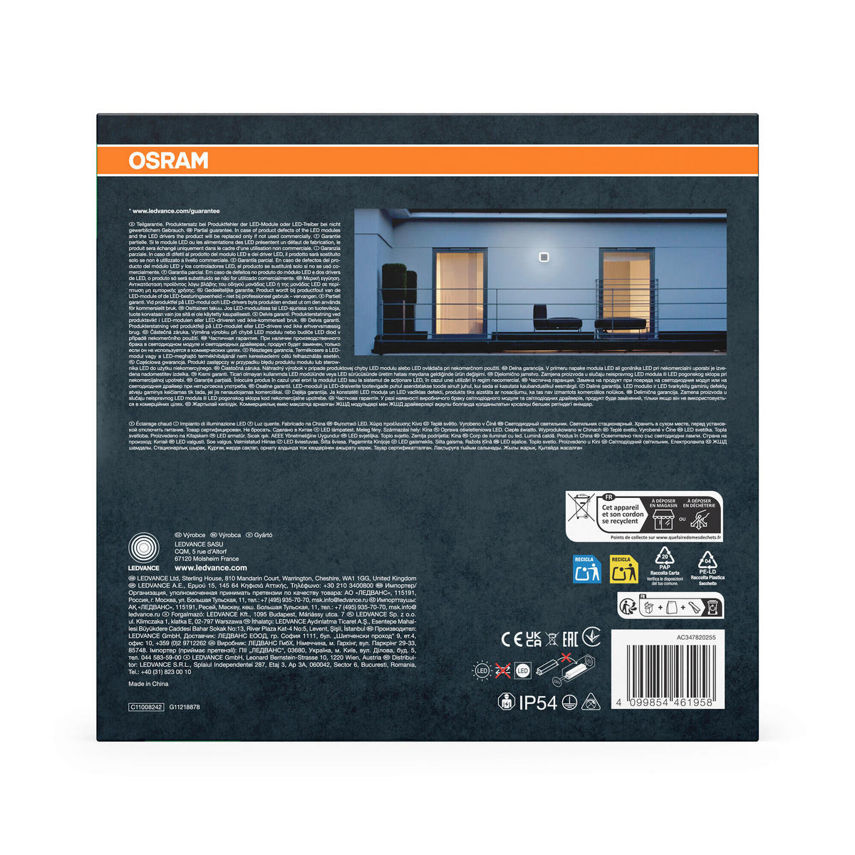 LED-AUßENLEUCHTE 20,2/20,2/4,5 cm   - Dunkelgrau, Basics, Kunststoff/Metall (20,2/20,2/4,5cm) - Osram