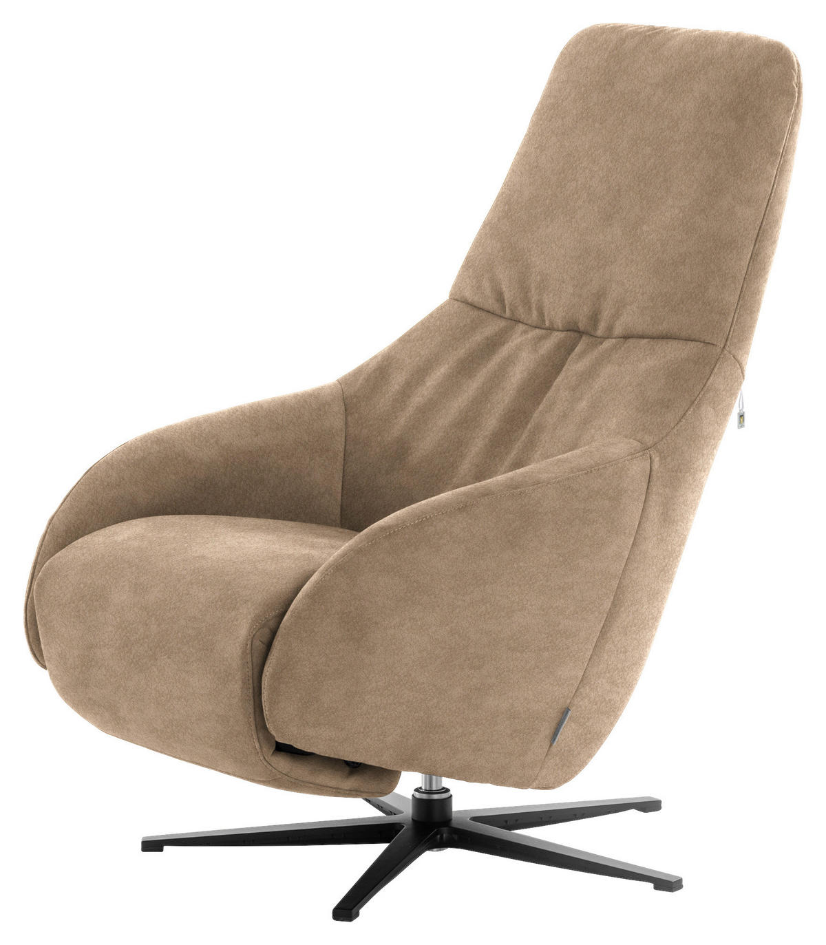 RELAXSESSEL in Textil Sandfarben  - Sandfarben/Schwarz, Design, Textil/Metall (77/108/95cm) - Chilliano