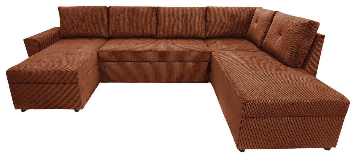 WOHNLANDSCHAFT TERMOLI Rostfarben Cord  - Rostfarben/Schwarz, Design, Kunststoff/Textil (155/300/212cm) - MID.YOU