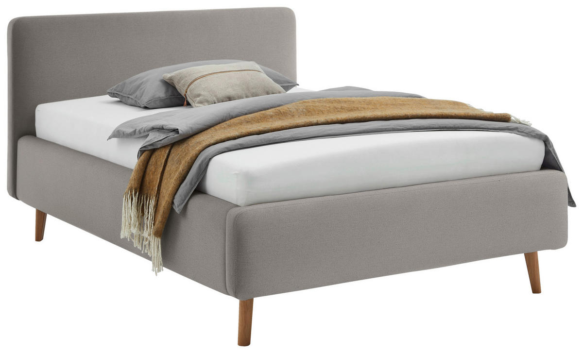 POLSTERBETT 120/200 cm  in Grau  - Eichefarben/Grau, Design, Holz/Textil (120/200cm) - Xora