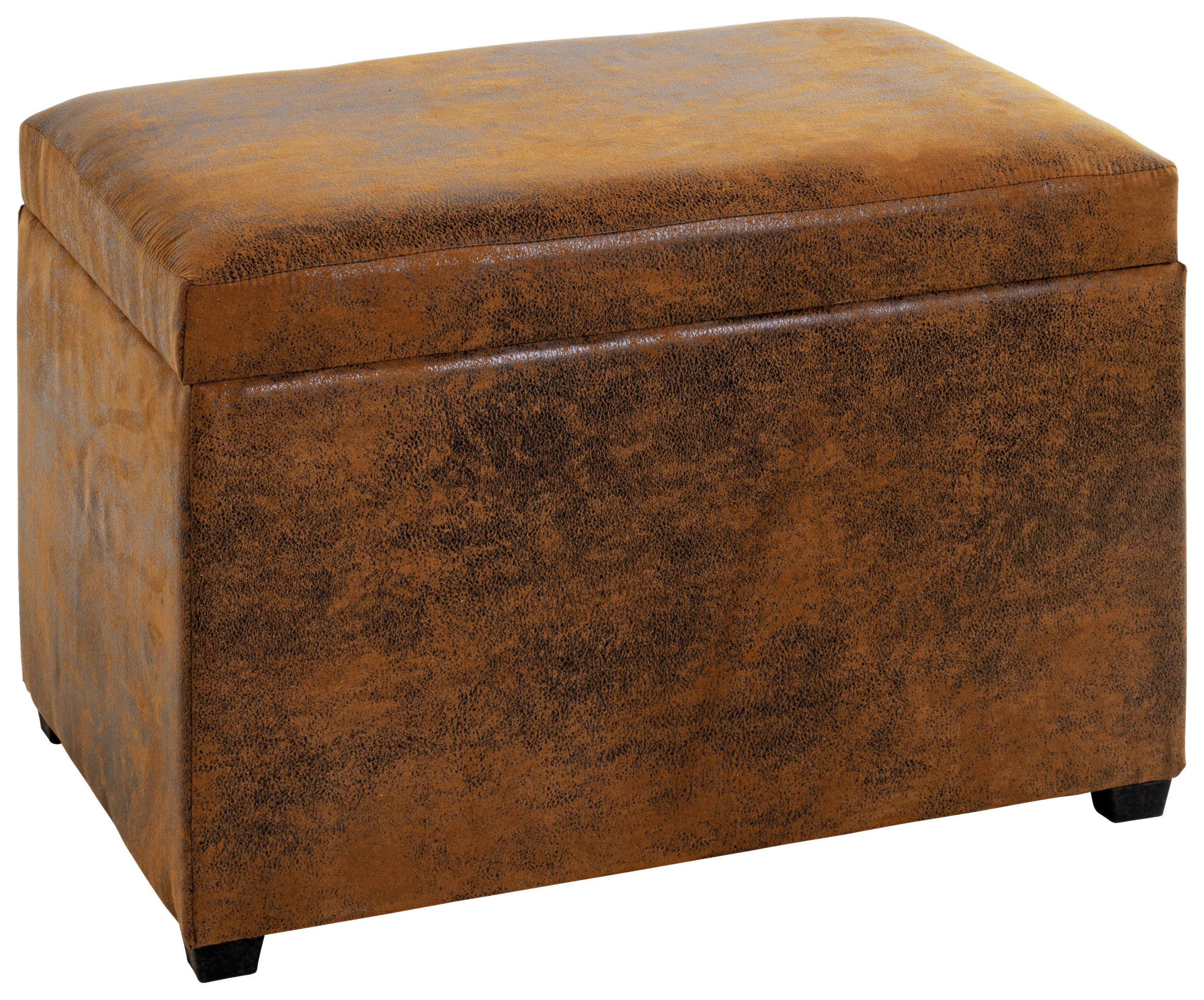 TRUHENBANK 58/42/39 cm Lederlook Braun  - Schwarz/Braun, Design, Textil (58/42/39cm)