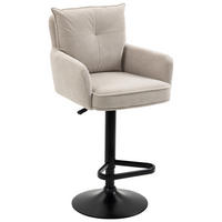 BARHOCKER Cord Beige, Schwarz Eisen Sitzfläche 360° drehbar, Stoffauswahl, inklusive Armlehnen  - Beige/Schwarz, Design, Textil/Metall (54/98-120/58cm) - Novel