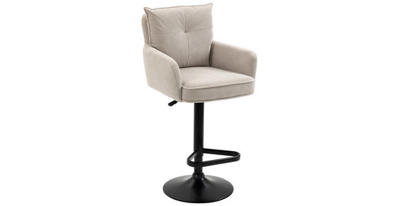 BARHOCKER Cord Schwarz, Beige Eisen Stoffauswahl, Sitzfläche 360° drehbar, inklusive Armlehnen - Beige/Schwarz, Design, Textil/Metall (54/98-120/58cm) - Novel