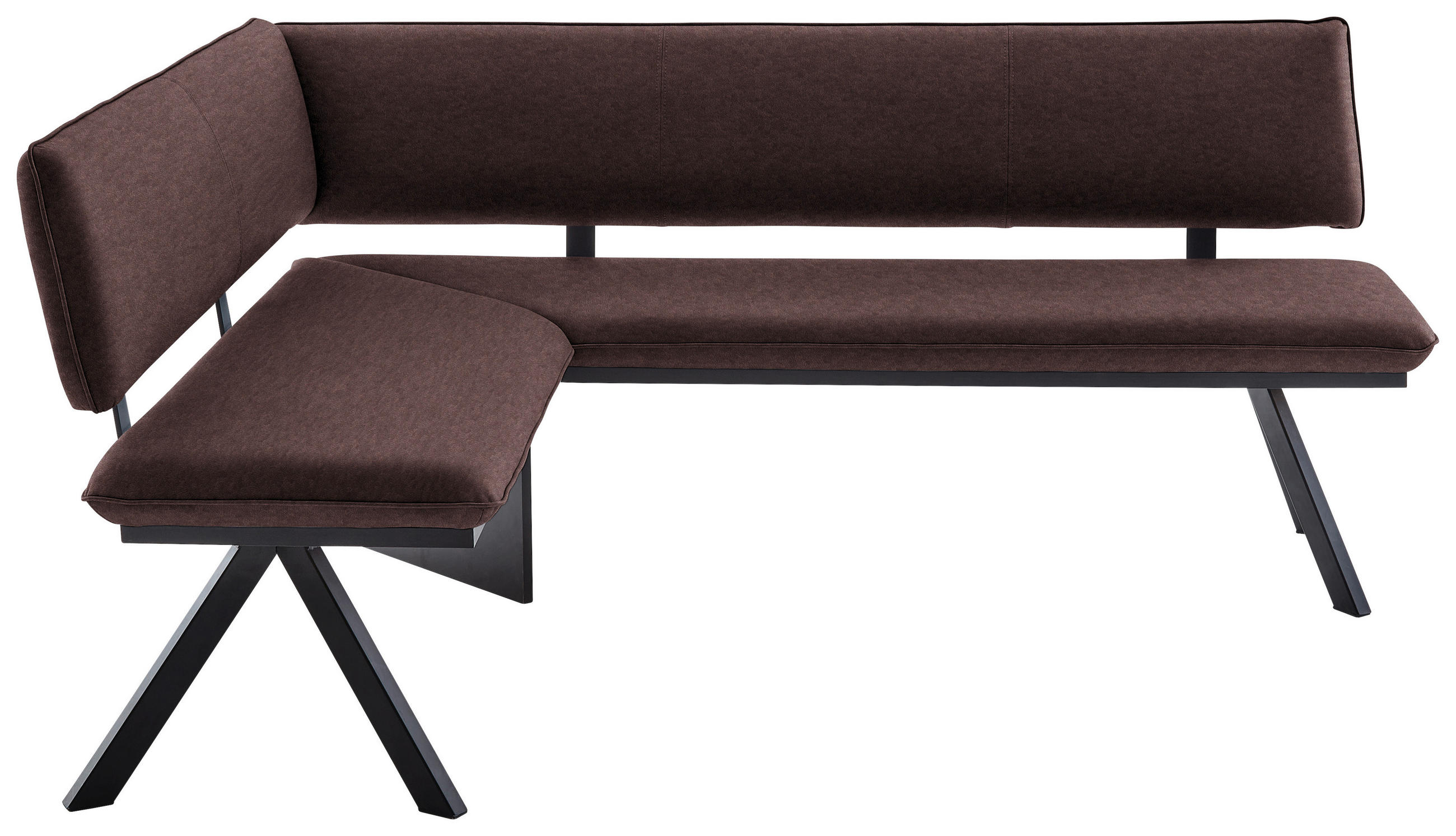 ECKBANK 150/190 cm  in Dunkelbraun  - Dunkelbraun/Schwarz, MODERN, Textil/Metall (150/190cm) - Cantus