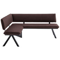 ECKBANK in Metall, Textil Dunkelbraun  - Dunkelbraun/Schwarz, Modern, Textil/Metall (150/190cm) - Cantus