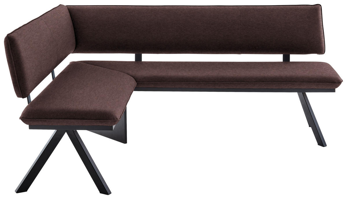 ECKBANK in Metall, Textil Dunkelbraun  - Dunkelbraun/Schwarz, Modern, Textil/Metall (150/190cm) - Cantus