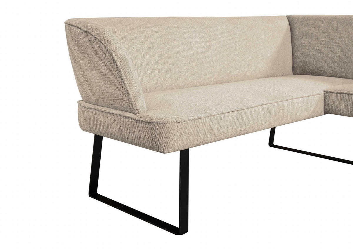 ECKBANK 233/189 cm Webstoff Schwarz, Cappuccino   - Schwarz/Cappuccino, Design, Textil/Metall (233/189cm) - Novel
