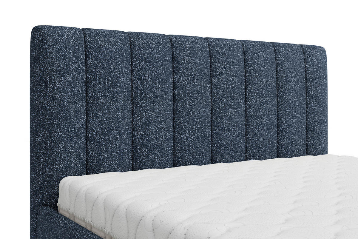 POLSTERBETT 140/200 cm,  in Dunkelblau, Matratze, Lattenrost, Bettkasten, H3 + H4 = fest + sehr fest  - Dunkelblau, Trend, Holz/Textil (140/200cm) - Boxxx