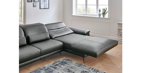 ECKSOFA Rivello Anthrazit Echtleder  - Anthrazit/Schwarz, Design, Leder/Metall (328/193cm) - Dieter Knoll