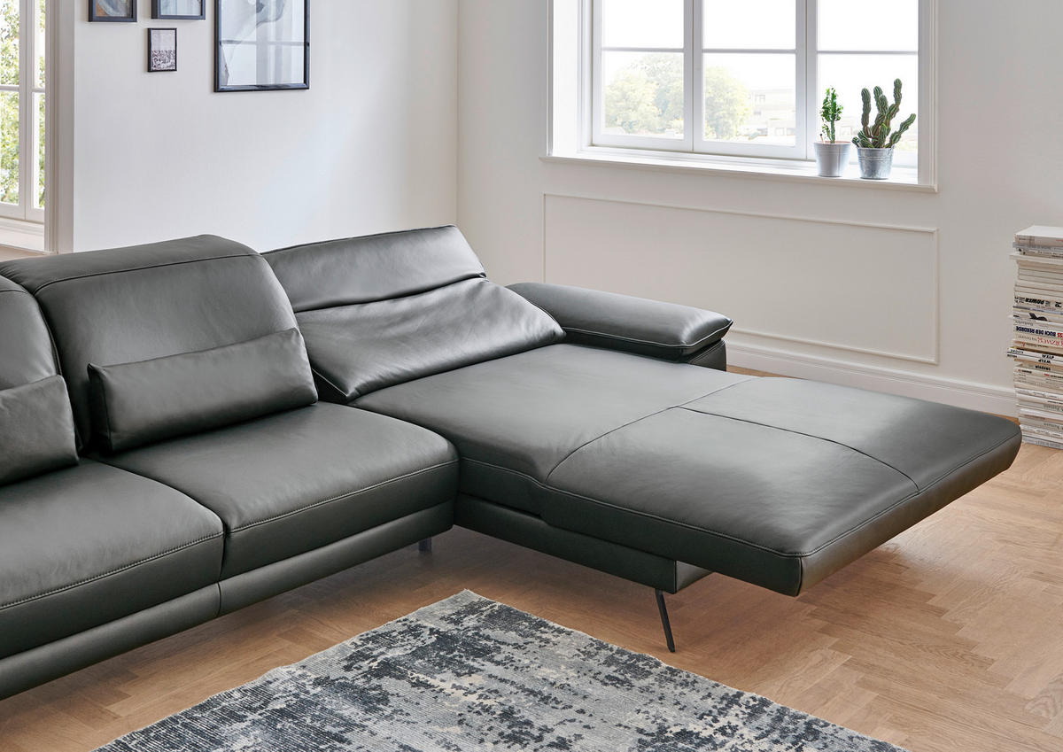 COLȚAR piele antracit  - antracit/negru, Design, metal/piele (328/193cm) - Dieter Knoll