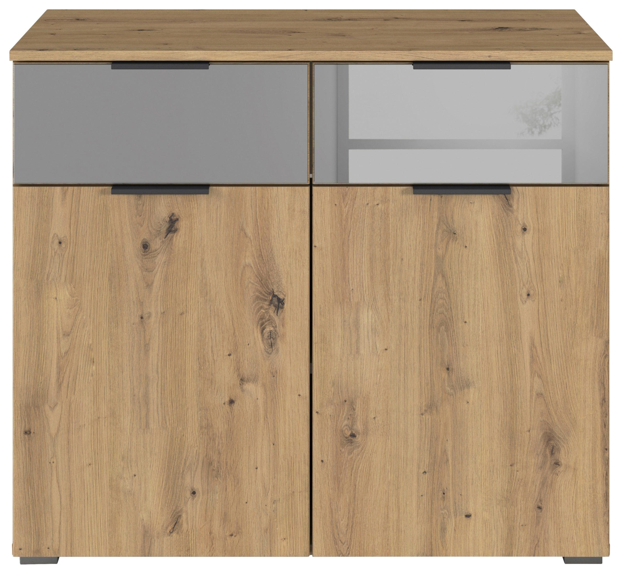 Thumbnail - Rauch Möbel Kommode, Eiche Artisan, Metall, 2 Schublade(n) Schubladen, 80x81x42 cm, Blauer Engel, BQ - Bündnis für Quali...