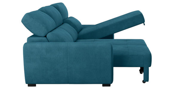 ECKSOFA in Mikrofaser Blau  - Blau/Schwarz, KONVENTIONELL, Kunststoff/Textil (285/177cm) - Carryhome