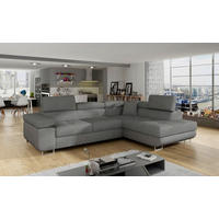 ECKSOFA Grau Textilgeflecht  - Chromfarben/Grau, Design, Textil/Metall (272/203cm) - MID.YOU