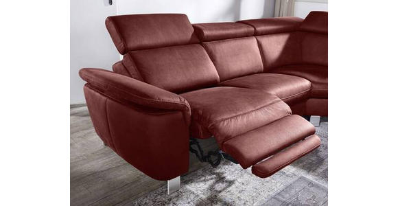 ECKSOFA in Flachgewebe Bordeaux  - Bordeaux/Beige, Design, Textil/Metall (271/242cm) - Cantus