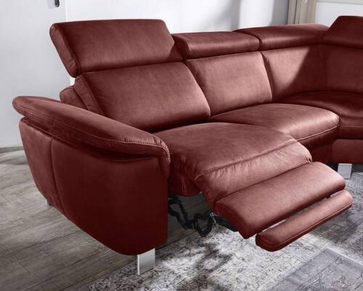 ECKSOFA in Flachgewebe Bordeaux  - Bordeaux/Beige, Design, Textil/Metall (271/239cm) - Cantus