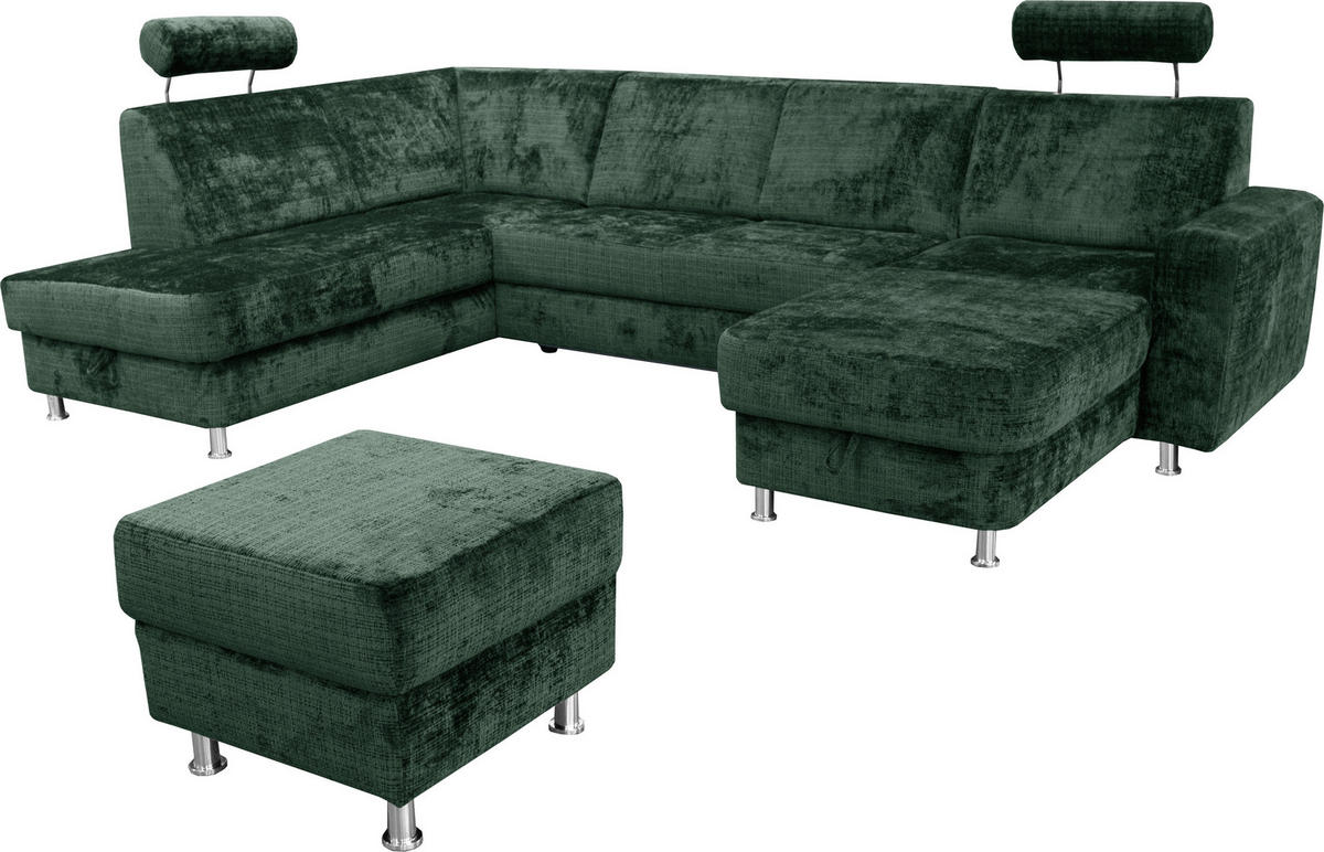 SEDACIA SÚPRAVA, textil, zelená - zelená/chrómová, Design, textil/plast (198/301/165cm) - Xora