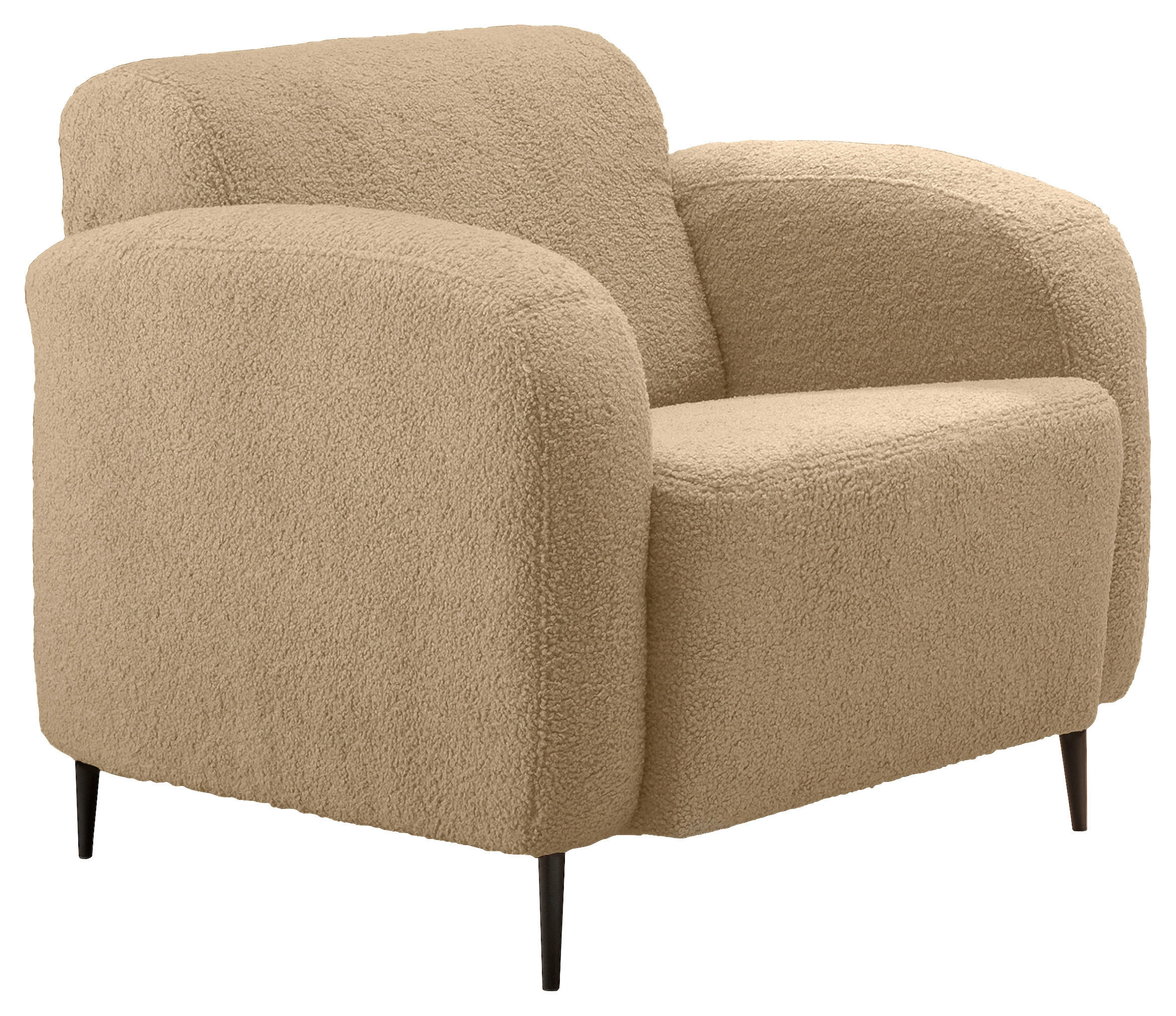 SESSEL in Teddystoff Creme  - Creme/Schwarz, Modern, Textil/Metall (85/76/90cm) - Livetastic