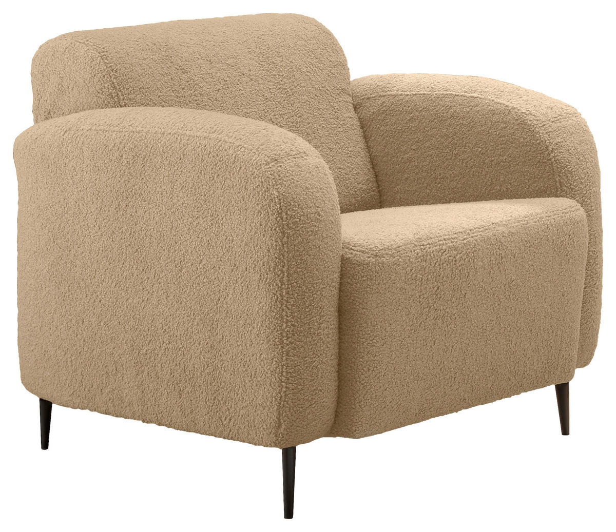 SESSEL Teddystoff Creme    - Creme/Schwarz, MODERN, Textil/Metall (85/76/90cm) - Livetastic