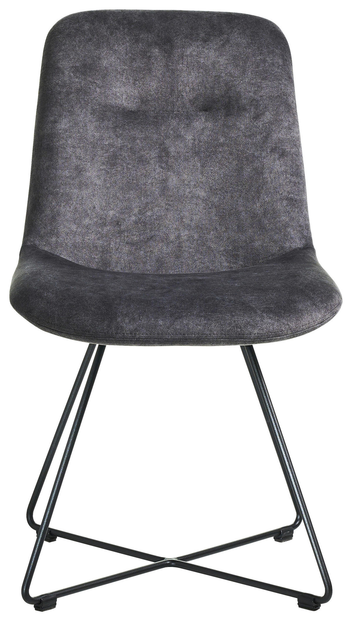 STUHL  in Edelstahl Velours Metall, Textil  - Schwarz/Grau, Basics, Textil/Metall (51/89/61cm) - Celina Home