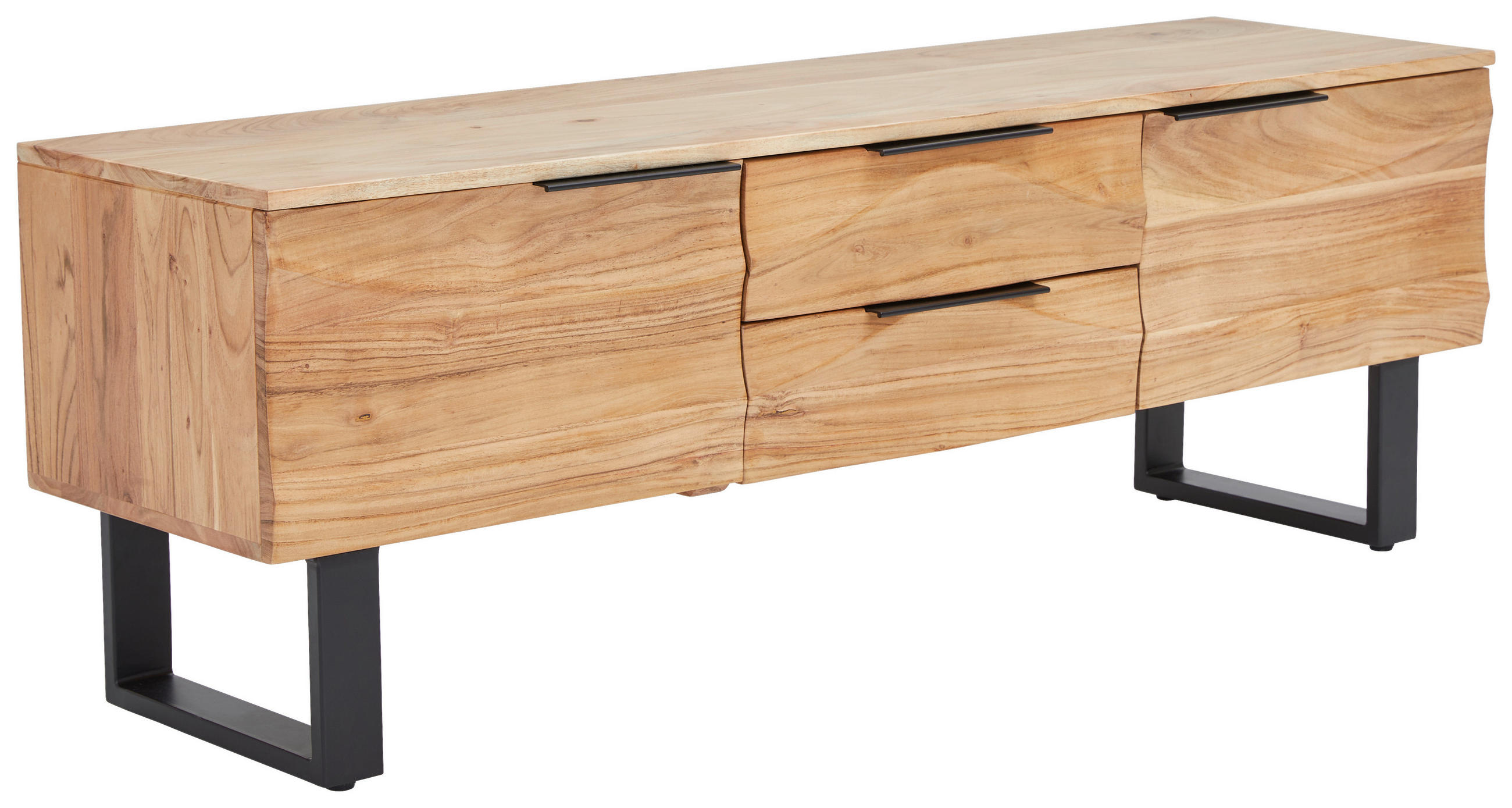 TV-BÄNK  i 145/50/40 cm  - svart/akaciefärgad, Modern, metall/trä (145/50/40cm) - Livetastic