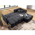ECKSOFA Anthrazit Plüsch Zierkissen, Rückenkissen, Bettkasten, Schlaffunktion, Rücken echt, Liegefläche im Originalstoff  - Anthrazit/Schwarz, KONVENTIONELL, Kunststoff/Textil (253/192cm) - Carryhome