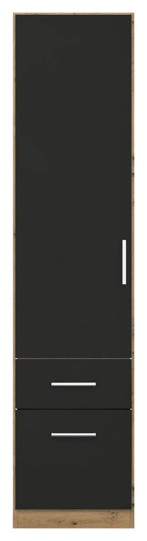 DREHTÜRENSCHRANK 47/197/54 cm 1-türig Eiche Artisan, Grau  - Chromfarben/Eiche Artisan, MODERN, Holzwerkstoff/Kunststoff (47/197/54cm) - Rauch Möbel