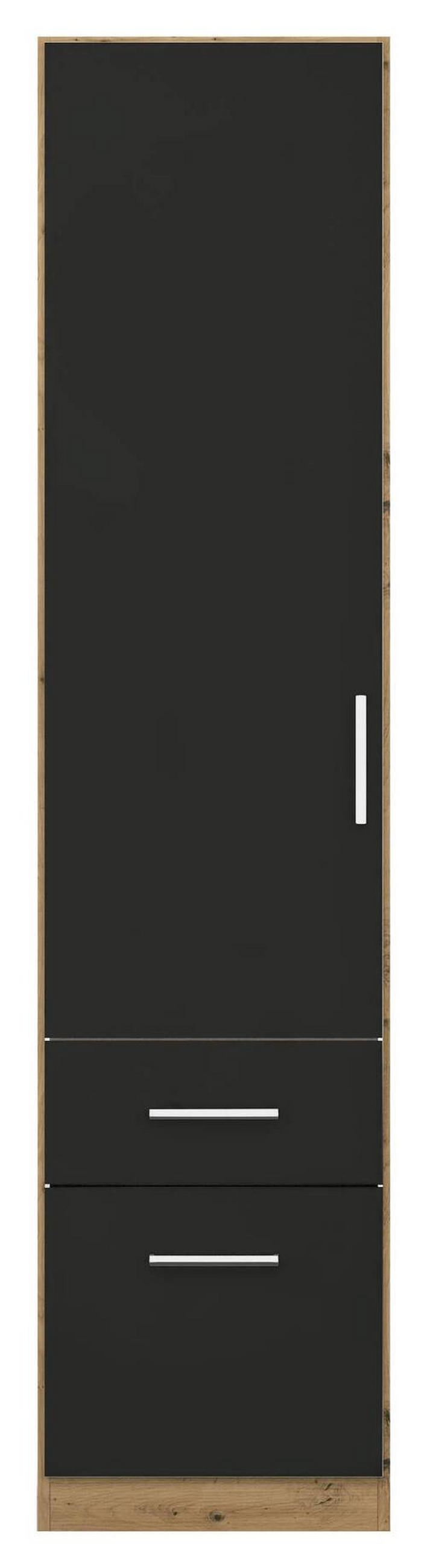 DREHTÜRENSCHRANK in Eiche Artisan, Grau  - Chromfarben/Eiche Artisan, Modern, Holzwerkstoff/Kunststoff (47/197/54cm) - Rauch Möbel