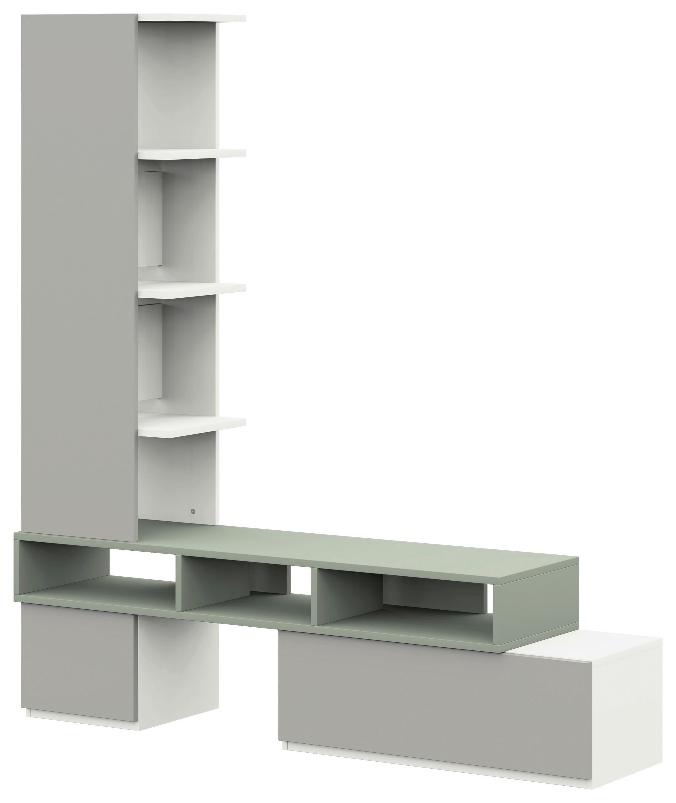 TV-ELEMENT - Salbeigrün/Hellgrau, KONVENTIONELL, Holzwerkstoff (150-195/178,8/36cm) - Cantus