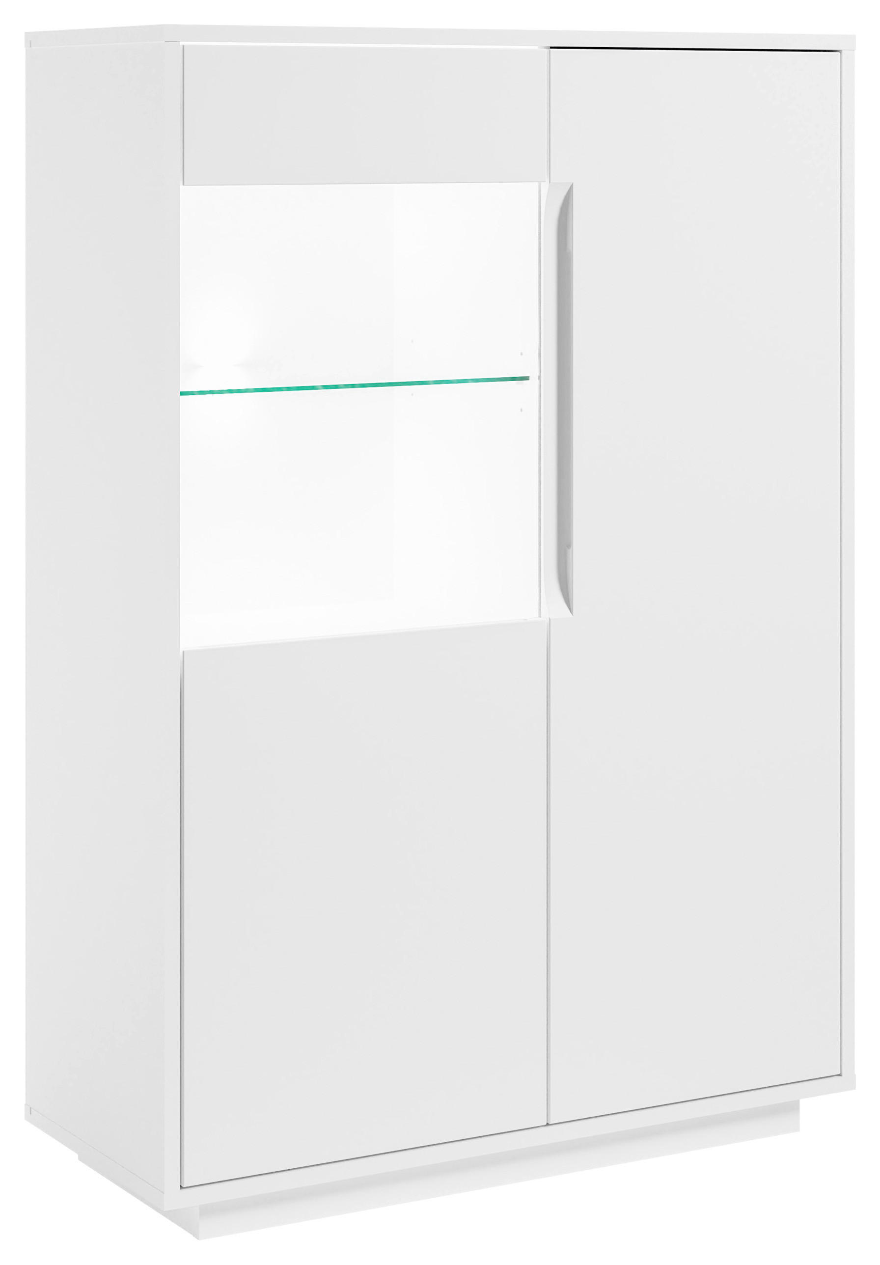FÉLMAGAS SZEKRÉNY 90/130/38 cm  - fehér, Modern, faalapú anyag/Üveg (90/130/38cm) - Carryhome