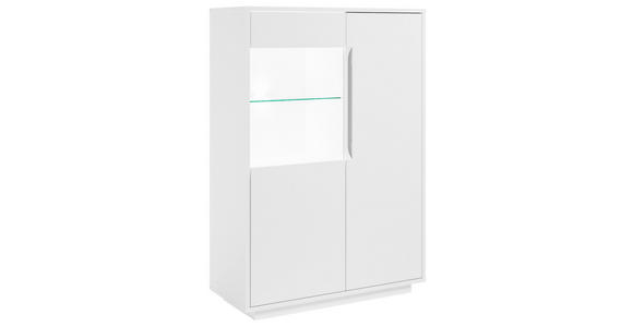 HIGHBOARD Weiß 90/130/38 cm - Weiß, MODERN, Glas/Holzwerkstoff (90/130/38cm) - Carryhome