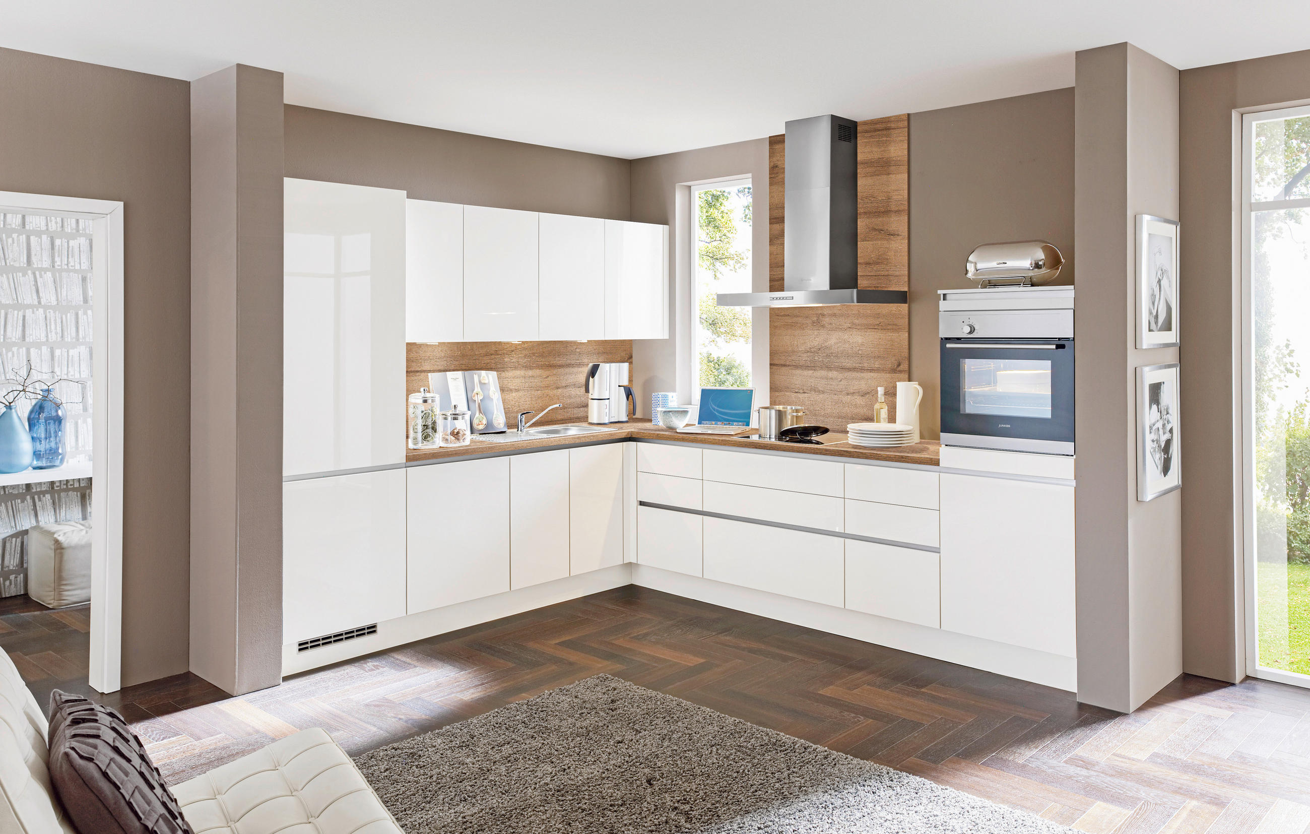 EINBAUKÜCHE 312  - Weiß, Design, Holzwerkstoff - Celina