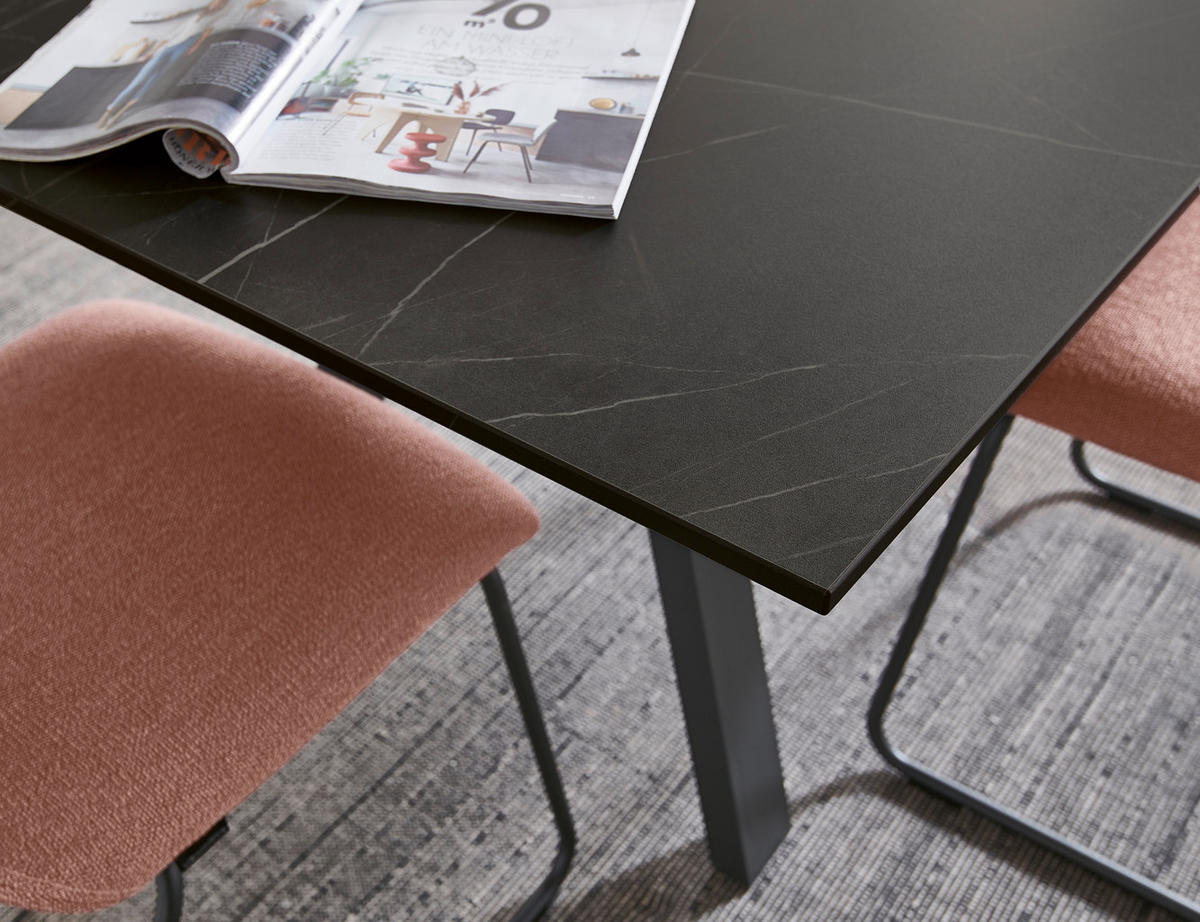 ESSTISCH in Metall, Holzwerkstoff 160-225/90/75 cm  - Anthrazit/Schwarz, Design, Holzwerkstoff/Metall (160-225/90/75cm) - Venjakob