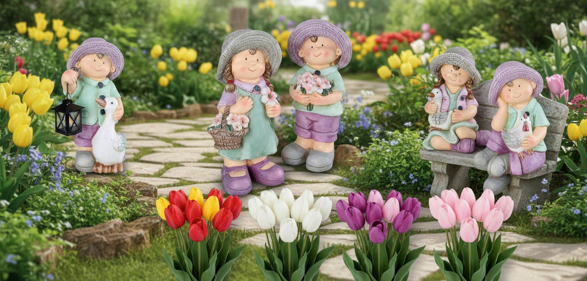 UKRASNA FIGURICA DETE - lila/zelena, Lajfstajl, kamen/metal (20,5/40,5/18,5cm)