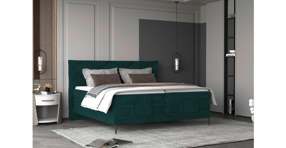 BOXSPRINGBETT 180/200 cm  in Waldgrün  - Waldgrün/Schwarz, KONVENTIONELL, Textil/Metall (180/200cm) - Esposa